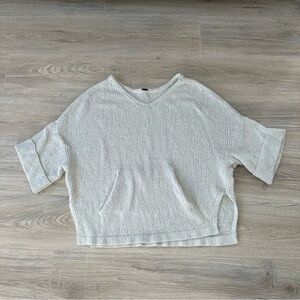 Free people oversized white knit sweaters with pocket